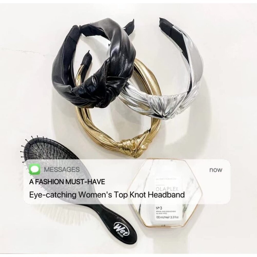 Classic Black Leather Top Knot Headband - The Perfect Gift for Fashion Lovers - Picture 5 of 6